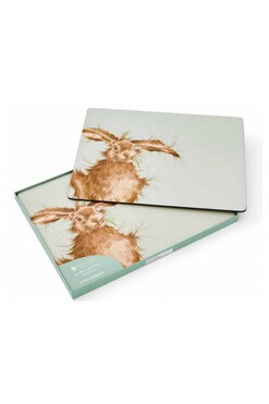 Wrendale Hare, podkładki korkowe z zającem, duże, 4szt