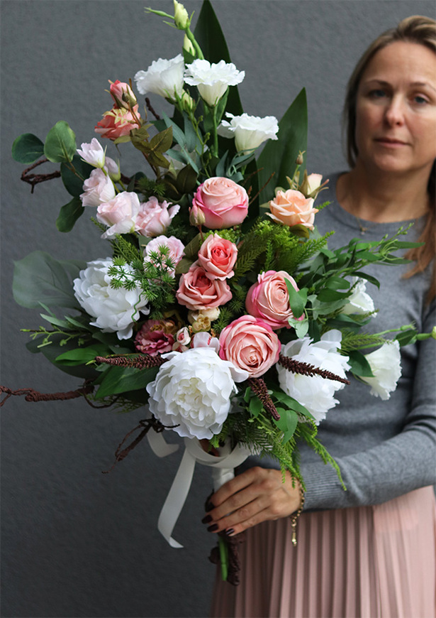 Pink Oddysey, komplet bukietów nagrobnych, wiązany i we wkładzie