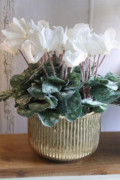 Szronione Cyklameny 2, elegancka zimowa kompozycja, wys.35cm