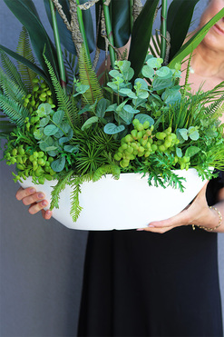 Laos Strelicja High, egzotyczna kompozycja w białej donicy, wys.90cm 