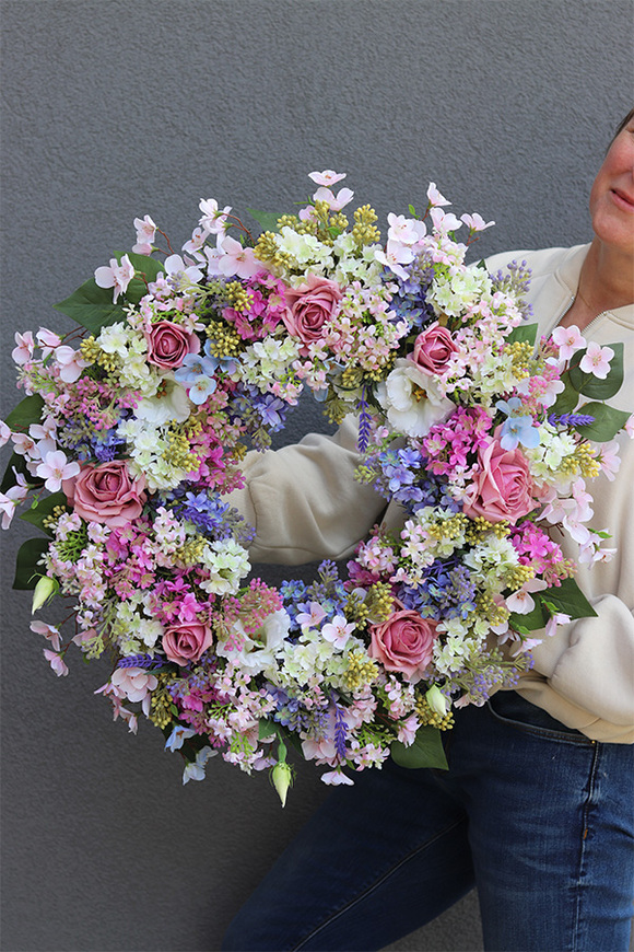 kwiatowy wianek z bzami, Czarująca Wiosna Nova, śr.60cm