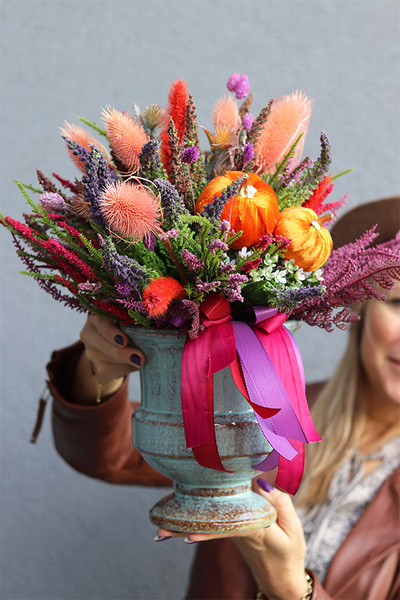 Wrzosy Palazzo, jesienna kompozycja w pucharze