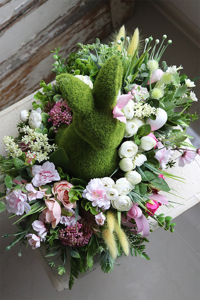 kompozycja wielkanocna, Zając na Łące, wym.32x46cm