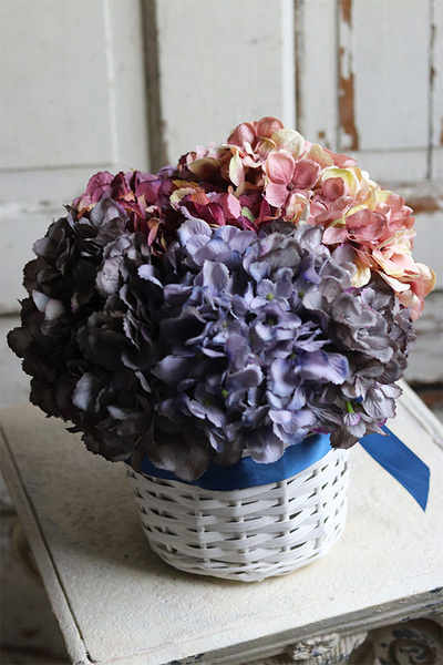 kosz pełen hortensji, Nostalino, wym.25x27cm