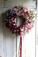 Bellania Jesienna, bogaty wianek kwiatowy z wstążkami, śr.54cm 