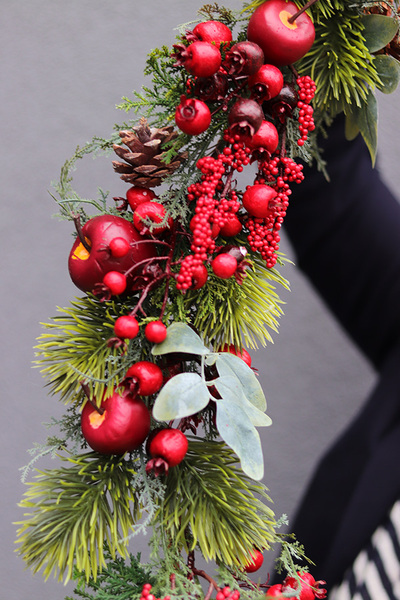 Jabłka Świąteczne, realistyczna iglasta girlanda zimowa