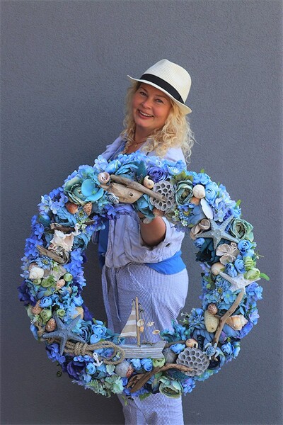 gigantyczny marynistyczny wianek, Moko Oceania, śr.71cm