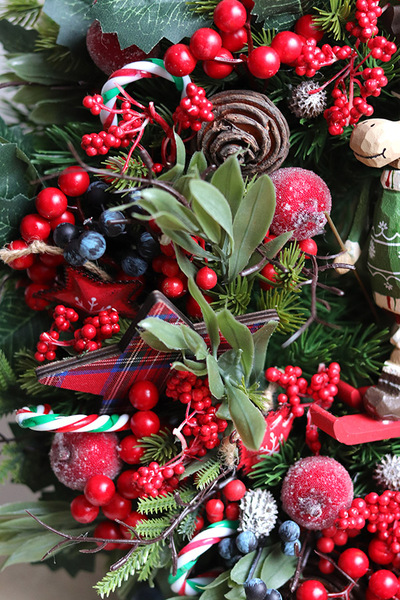 Reniferowe Ferie, świąteczny wianek na drzwi