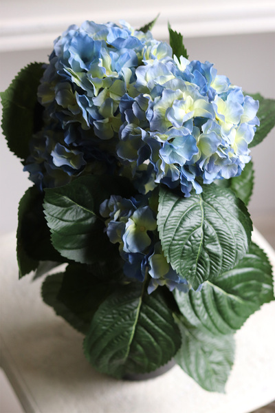 doniczkowa hortensja Niebiesko-Zielona, wysokiej jakości sztuczne kwiaty