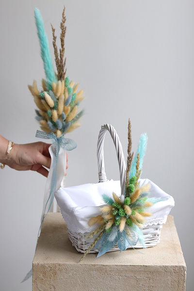 Drattena, komplet dekoracji wielkanocnych. koszyczek & palemka, wys.23/50cm