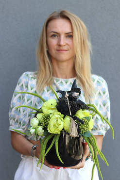 Halloweenowa, kompozycja / stroik jesienny, wym.32x20cm