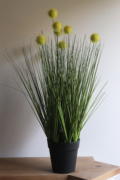 Romelia C, sztuczna trawa kwitnąca w donicy, wys.65cm 