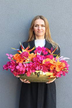 Lawa Strelicja Laos, dekoracja kwiatowa do wnęki, wym.42x73cm 