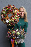 Dyniowe Szaleństwo Herulera, wianek jesienny z owocami