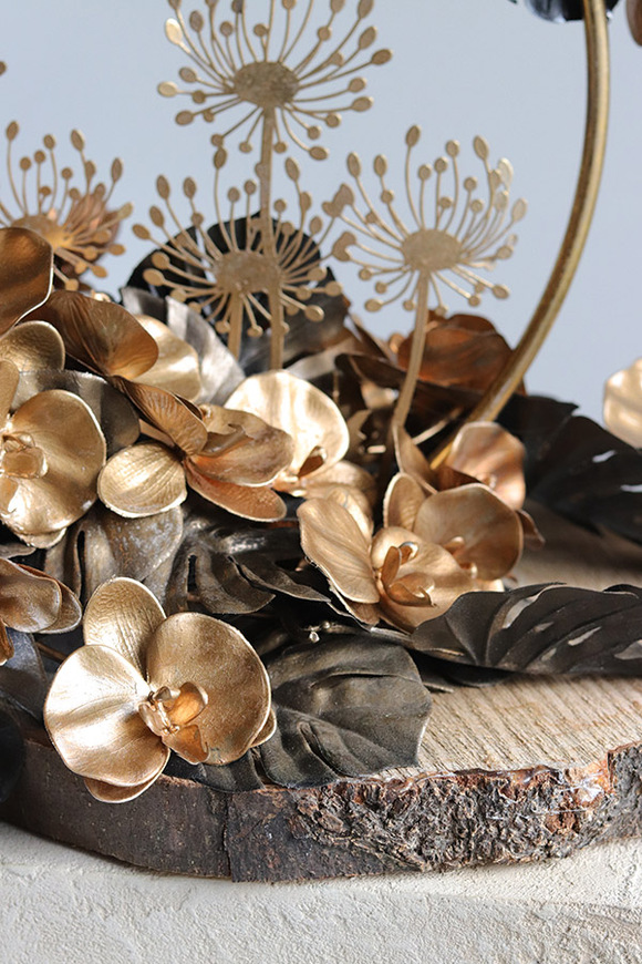 Gold Memory, wiązanka nagrobna na plastrze drewna