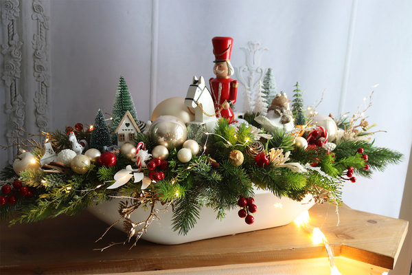 Christmas Estate Laos White 2, duży stroik świąteczny LED