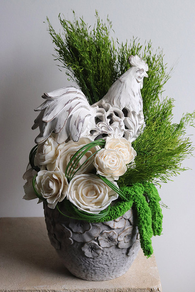 Coco Vintage, stroik wiosenny z kogutem