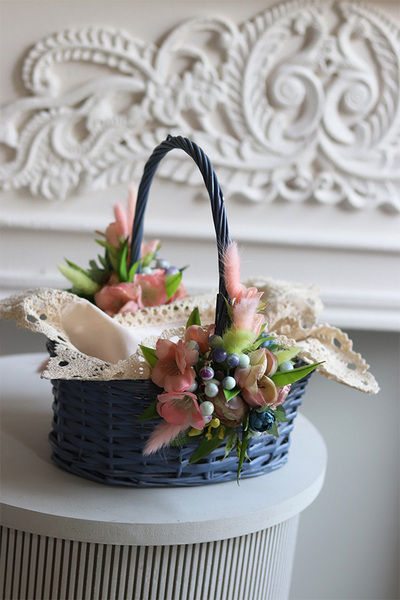 Grey Easter, dekorowany koszyczek wielkanocny