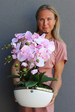 Pink Gelia 2, sztuczny storczyk w donicy, wys.57cm 