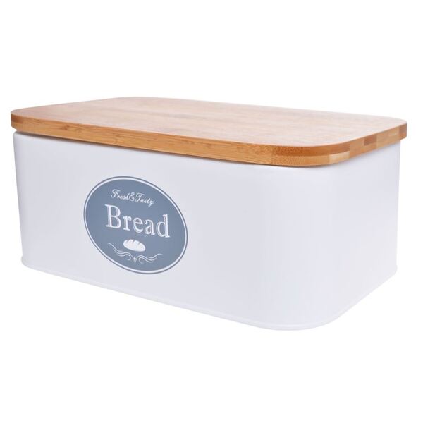 Bread White A, chlebak z bambusową pokrywą, wym.30.5x18.5x12cm 