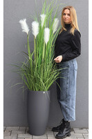 Jessica Grande Fiberglass Grey, sztuczna trawa w donicy