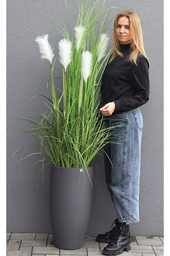 Jessica Grande Fiberglass Grey, sztuczna trawa w donicy, wys.180cm