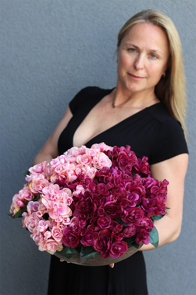 Begonie, kompozycja w terakotowej misie, wym.28x40cm