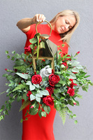 Angelo Garden Rubin Gold 3, lampion nagrobny z kwiatami