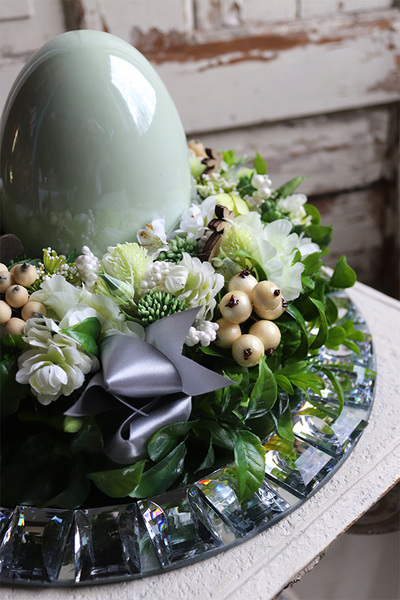 Saphiro, wielkanocny stroik na kryształowej tacy, śr.35cm