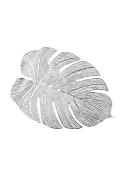 Monstera, dekoracyjne podkładki pod talerz srebrne, 6szt, wym.45.5x33cm