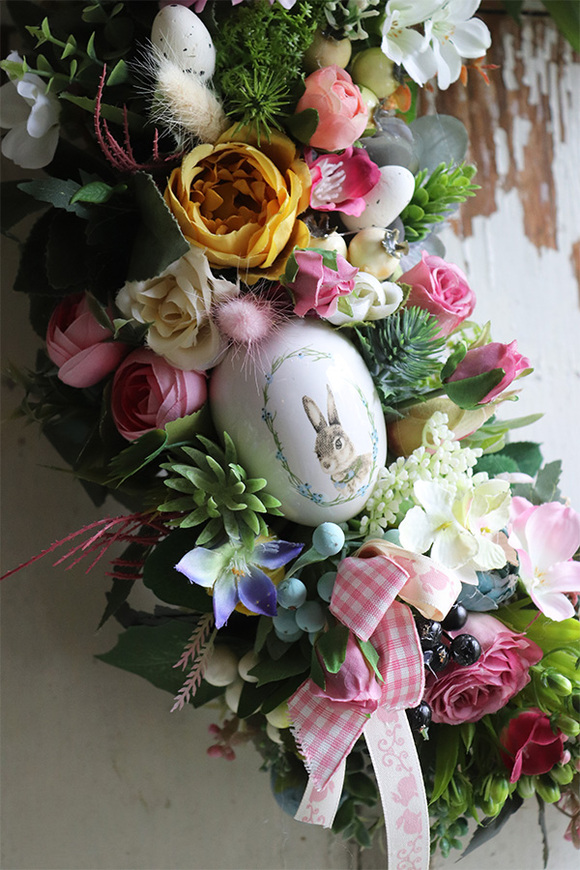 asymetryczny wielkanocny wianek na drzwi, Manita, śr.42cm   