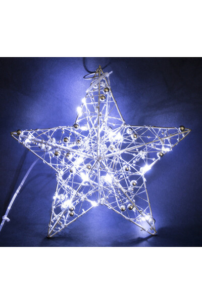 Christmas Star, zawieszka świąteczna gwiazdka LED, srebrna