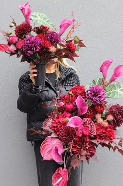 Bordo Cherry 2, komplet dekoracji nagrobnych, kompozycja + bukiet 