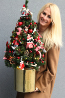 Scandi Home LED, świąteczna choinka w złotej doniczce