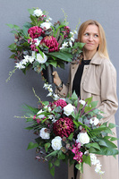 Ruberia Maxi 2, bordowa wiązanka nagrobna na desce