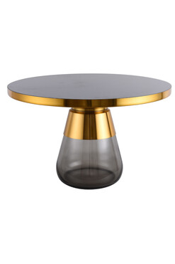 Entre, stolik kawowy ze szklaną podstawą, szary, wym.47x75x75cm