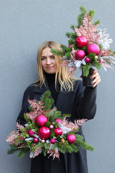 Magenta Xmas, komplet dekoracji nagrobnych