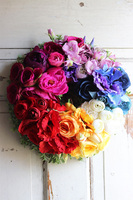 dekoracyjny wianek na drzwi, Kolory Tęczy, śr.33cm  