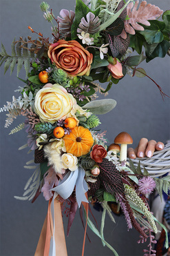 Na Grzybki, jesienny wianek na drzwi, śr.43cm