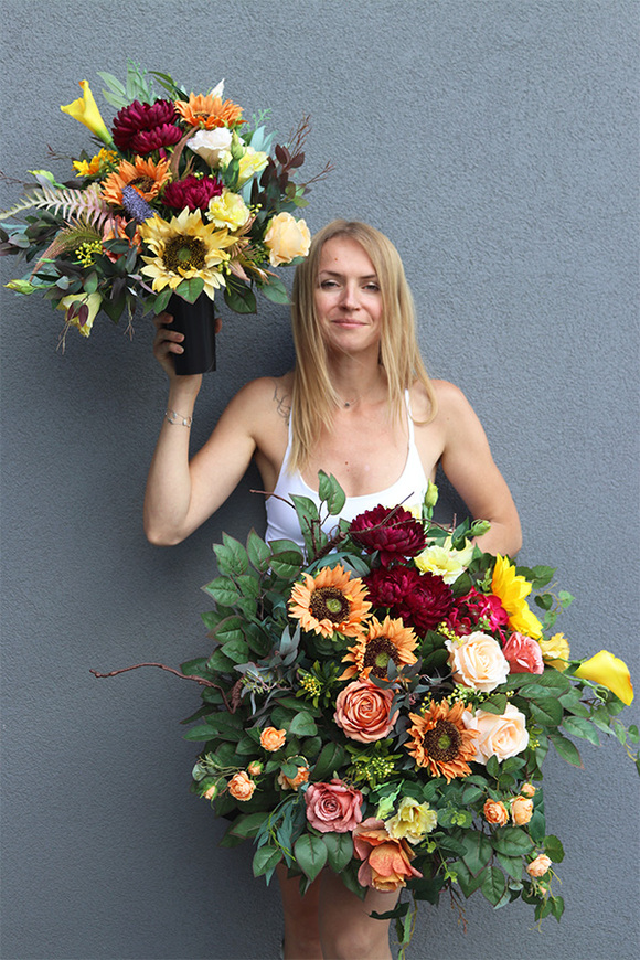 Miodowe Dni Premium, jesienny bukiet nagrobny we wkładzie