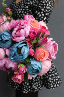 Caryca Light Pink, bukiet kwiatowy do ręki, dł.43cm 