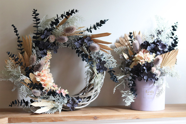 Dark Blue Modern, nowoczesny flowerbox z suszem