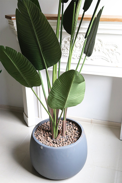 Bananowiec Concrete Bowl, sztuczna roślina w donicy