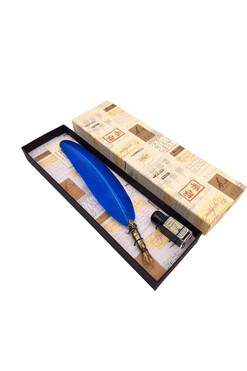 Wirtuoz, zestaw do kaligrafii z gęsim piórem, niebieskie