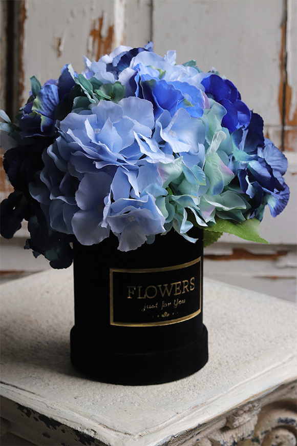 Niebieska Hortensja 2, flowerbox z kwiatami