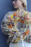 Farmerski, jesienny wianek z suszem