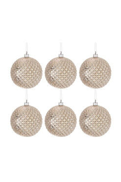 Decoriada Champagne B, plastikowe bombki w pudełku, 6 sztuk, śr.10cm