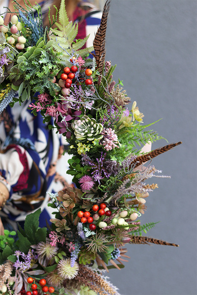 Jesienna Villa, jesienny wianek z piórami