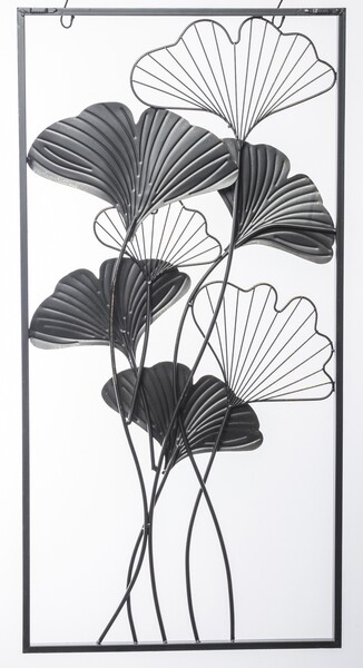 Ginko Glamour Frame, złoty decor ścienny z miłorzębem, wym.100x50x3cm 