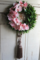 asymetryczny wianek z chwostem, Orchidelia Pinkobello, śr.42cm  